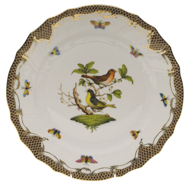 Herend Rothschild Bird Choc Border Dinner Plate - Motif 03 10.5"d - Brown Border