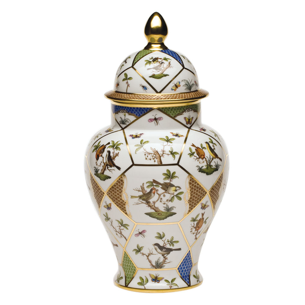 Herend Ro 150th Anniversary Rothschild Bird Covered Urn 14.4"h