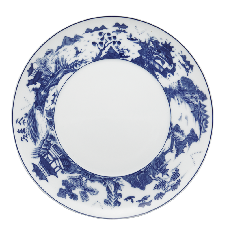 Mottahedeh Blue Shou Pagoda Dinner Plate