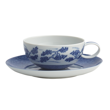 Mottahedeh Blue Shòu Tea Cup & Saucer