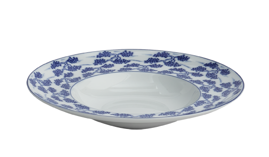 Mottahedeh Blue Shòu Rim Soup Plate