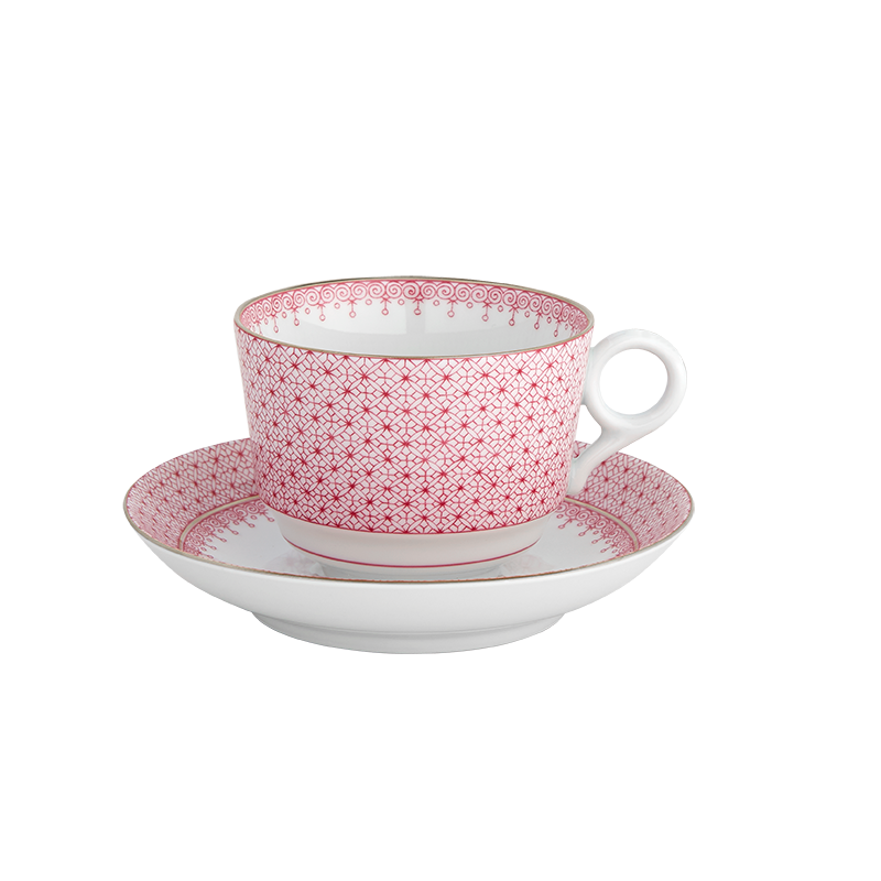Mottahedeh Pink Lace Tea Cup & Saucer
