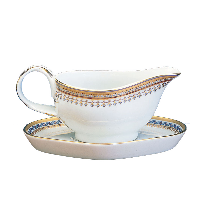 Mottahedeh Chinoise  Blue Gravy Boat & Stand