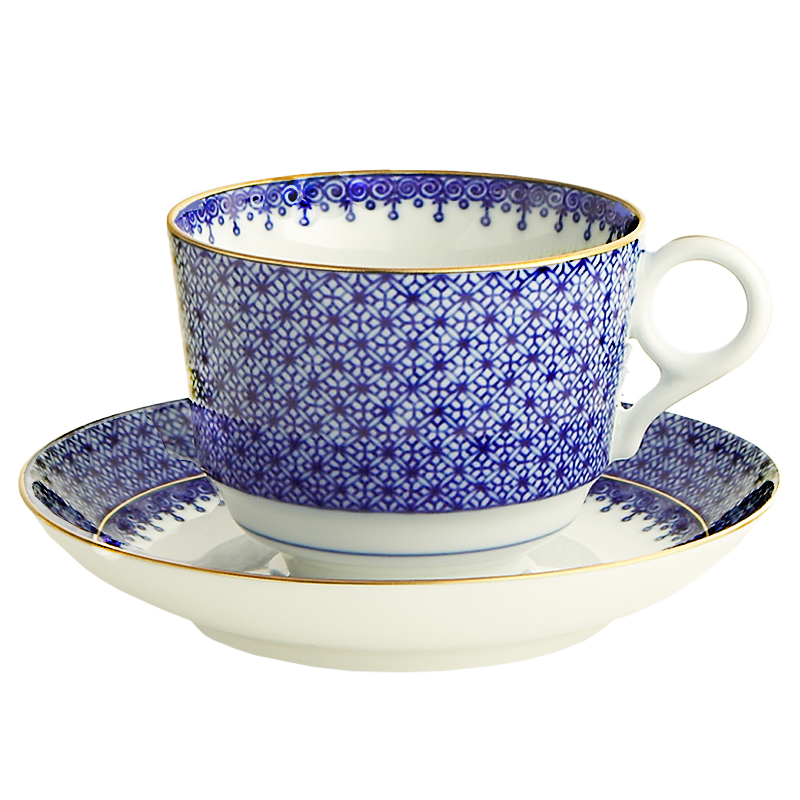 Mottahedeh Blue Lace Tea Cup & Saucer