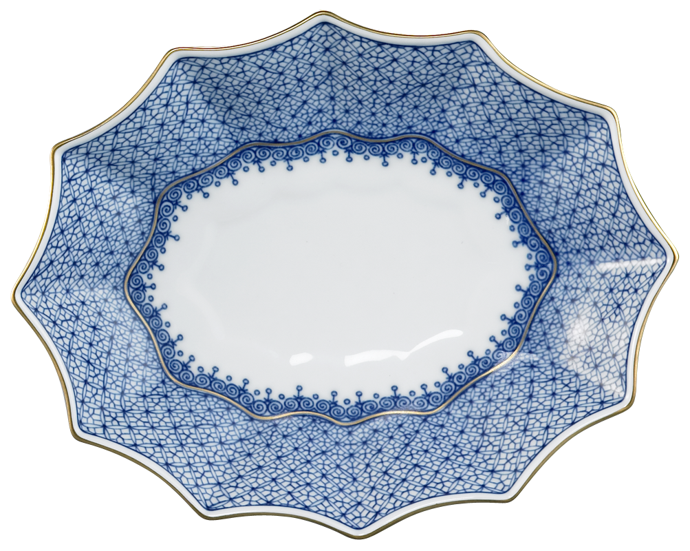 Mottahedeh Blue Lace 12-Sided Lobed Tray - Sm.