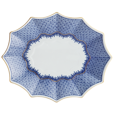 Mottahedeh Blue Lace 12-Sided Lobed Tray - Lg.