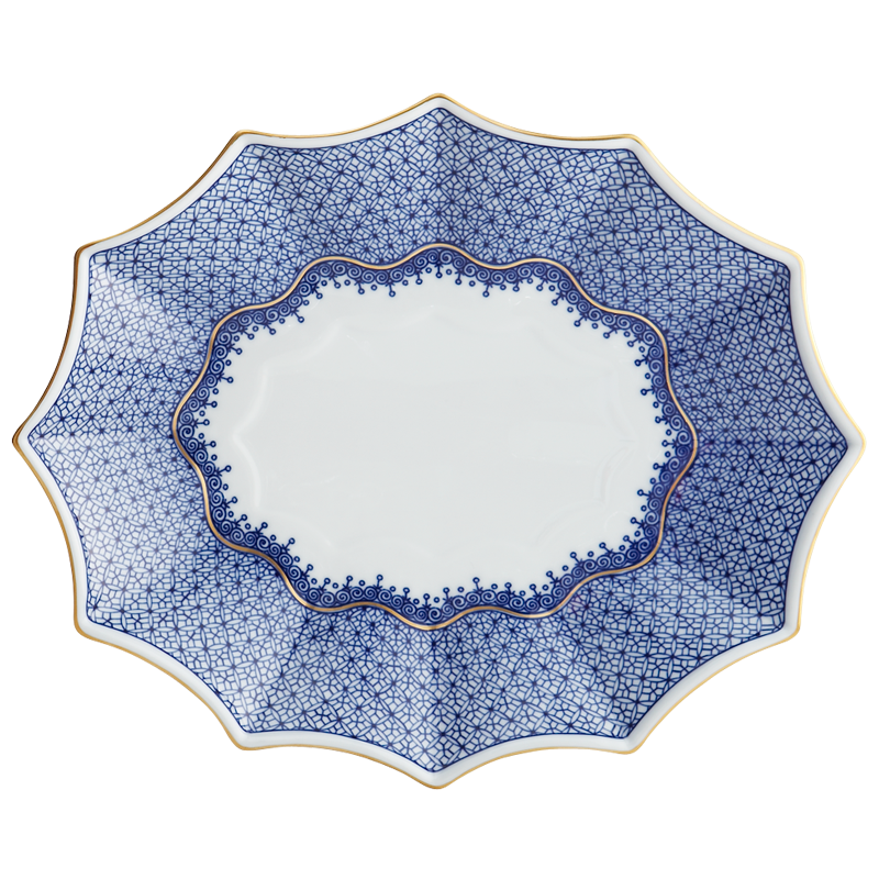 Mottahedeh Blue Lace 12-Sided Lobed Tray - Lg.