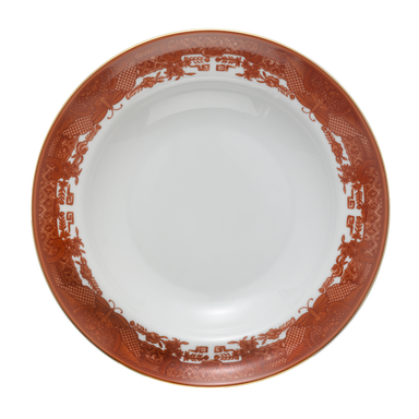 Mottahedeh Fitzhugh Cinnabar Rim Soup Plate