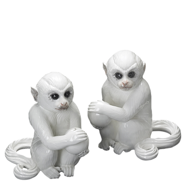 Mottahedeh White Monkey Bookends Pair