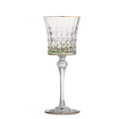 Arte Italica Serena Green Wine Glass With Gold Rim