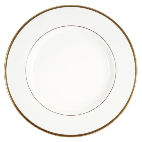 Signature Gold Rim Dinner Plate Ultra White with monogram