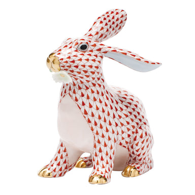 Herend Shaded Vh Bunny W/daisy 5.75"l X 6"h