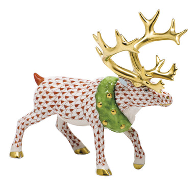 Herend Shaded Vh Holiday Reindeer 6.5"l X 5.75"h