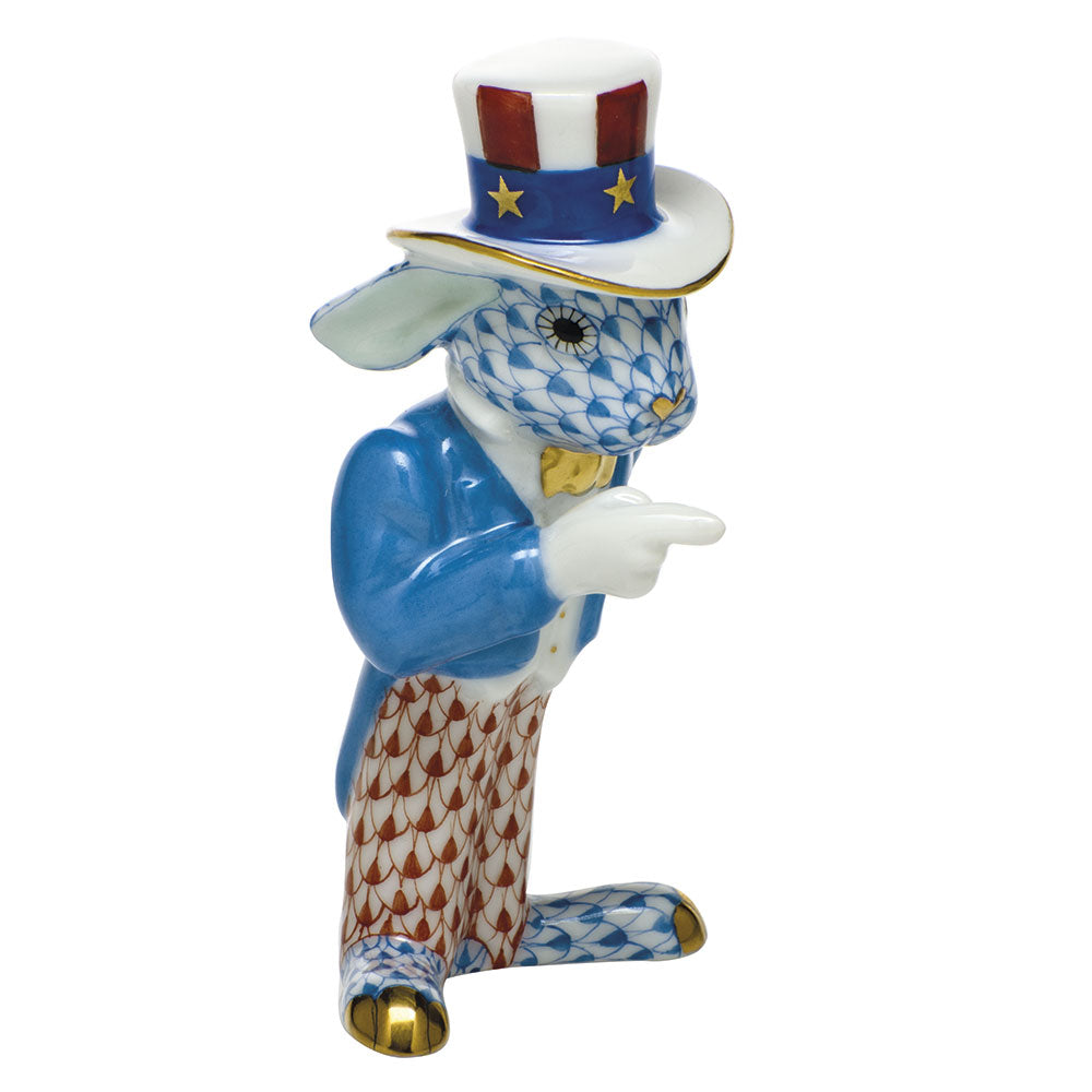 Herend Shaded Vhb + Vh Patriotic Bunny 1.75"l X 3.25"h