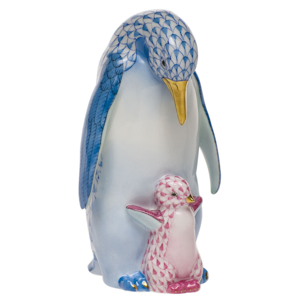 Herend Shaded Vhb + Vhp Penguin W/baby 4.75"h