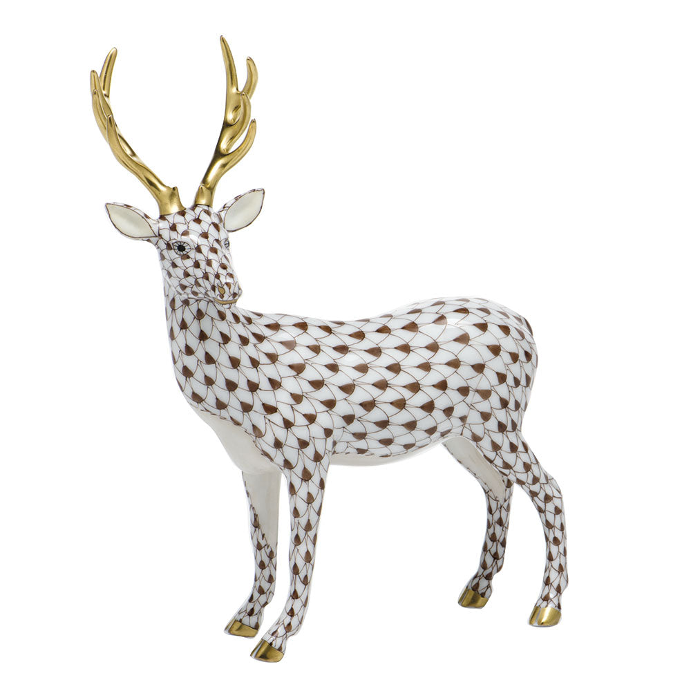 Herend Shaded Vhbr2 Deer 5.25"l X 6.5"h