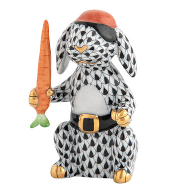 Herend Shaded Vhnm Pirate Bunny 2.25"l X 2"w X 3"h