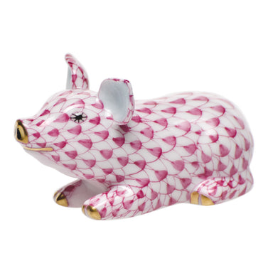 Herend Shaded Vhp Little Pig Lying 2"l X 1.25"h