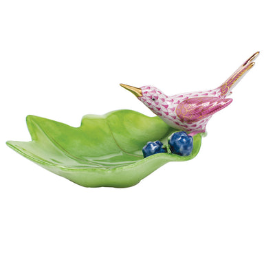 Herend Shaded Vhp Hummingbird On Leaf 5.75"l X 2.5"h