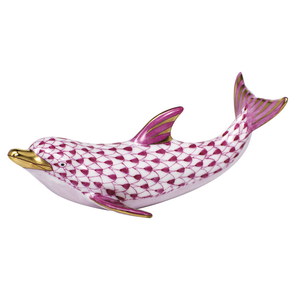 Herend Shaded Vhp Playful Dolphin 4"l X 1.5"h