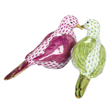 Herend Shaded Vhv1 + Vhp Two Turtle Doves 4.5"l X 2.25"h (lime & Rasp)