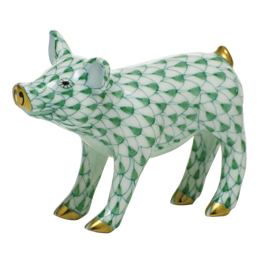 Herend Shaded Vhv Smiling Pig 2.5"l X 2"h