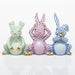 Herend Fishnet Lime + Pink + Blue Three Wise Bunnies 5.25"l X 3"h Lime,pink,blue