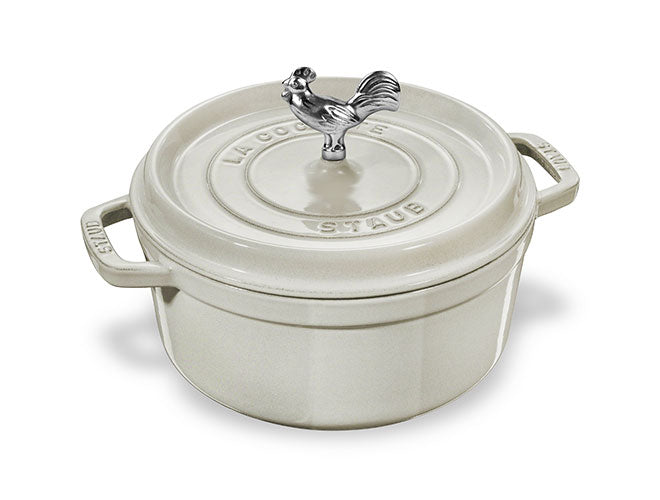 Staub Cast Iron 7-qt round Cocotte - White Truffle