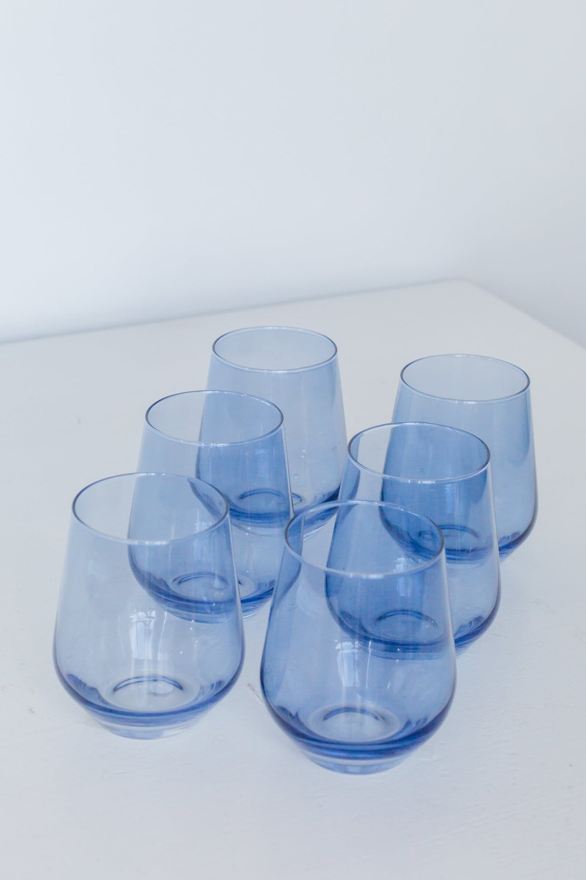 Estelle Colored Glass Hand-Blown Wine Glass 2-Piece Set Midnight Blue
