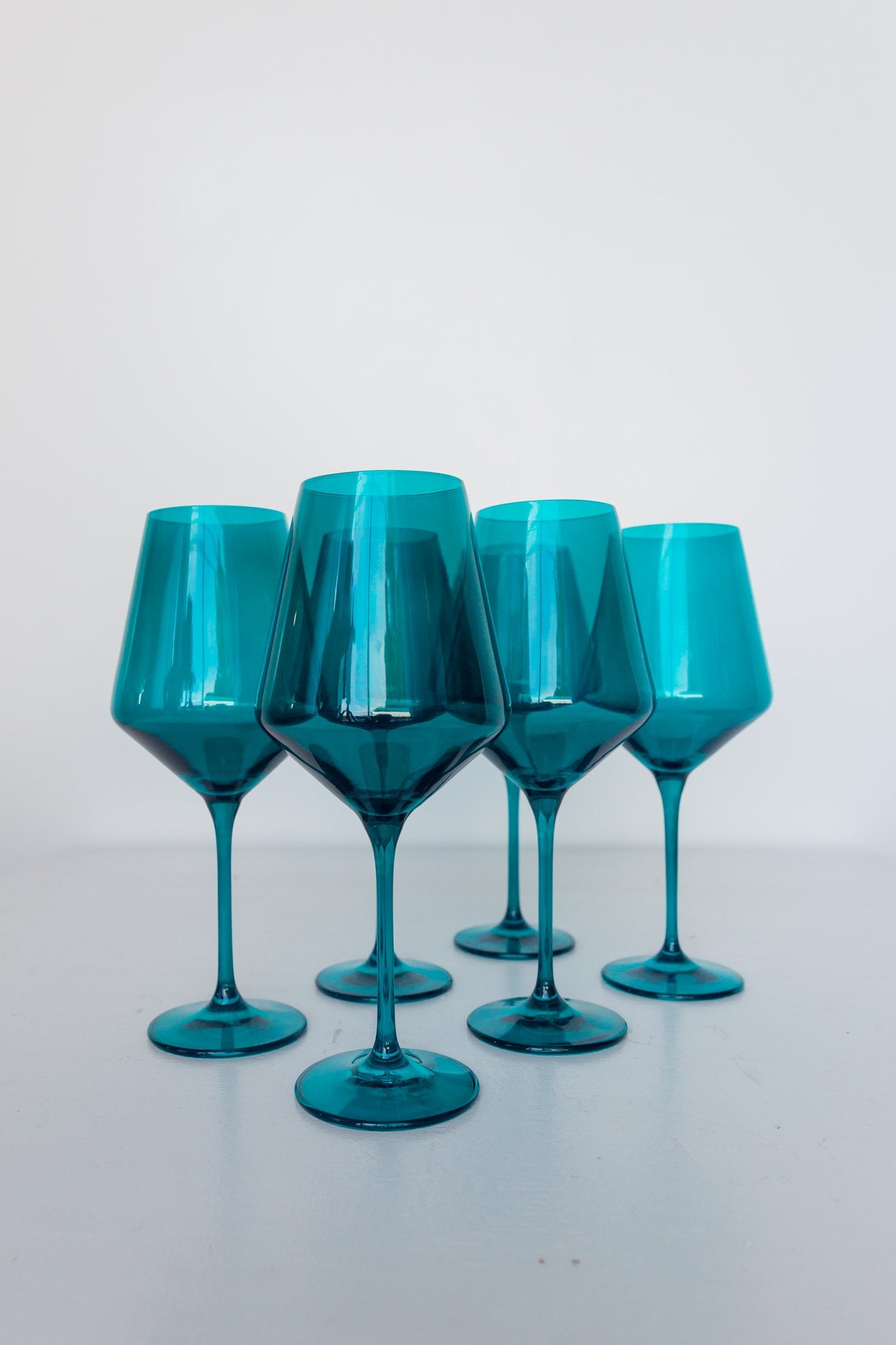 Estelle Colored Glass Stem Wineglasses, Set of 2 - Cobalt Blue