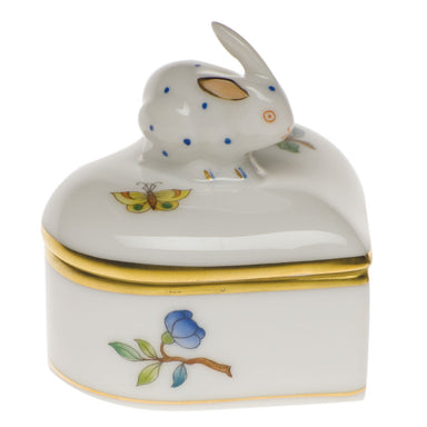 Herend Modified Vbo Heart Box W/bunny 2"h