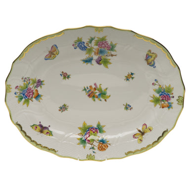 Herend Queen Victoria Platter  17"l X 12.5"w - Green Border