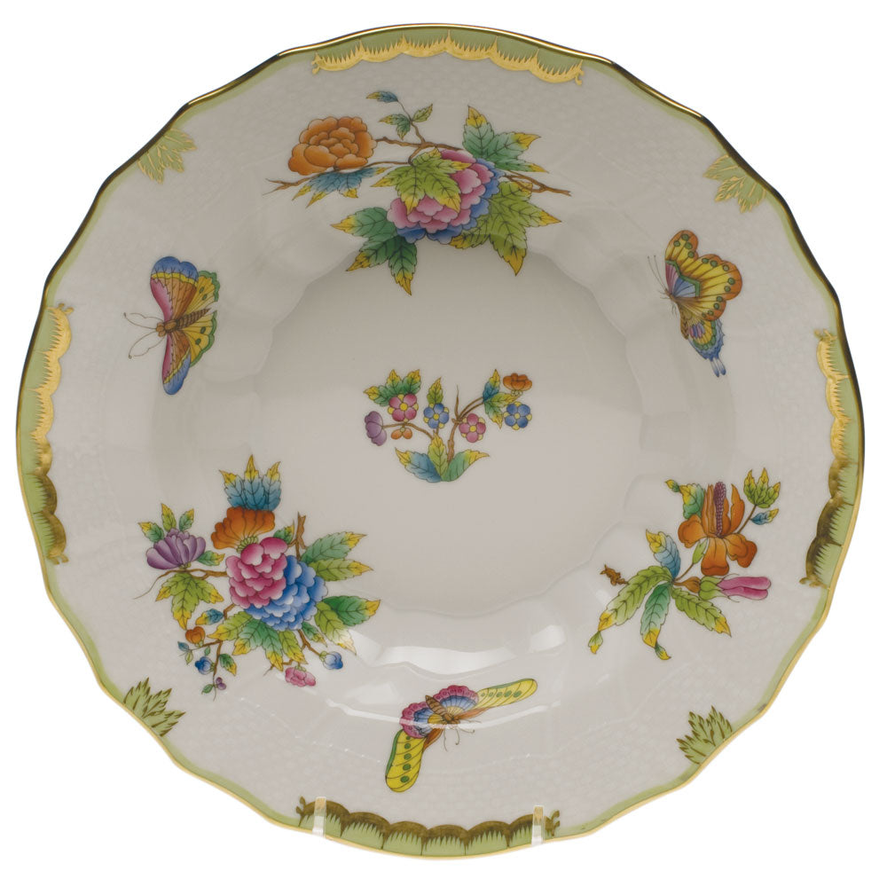 Herend Queen Victoria Rim Soup  9.5"d - Green Border