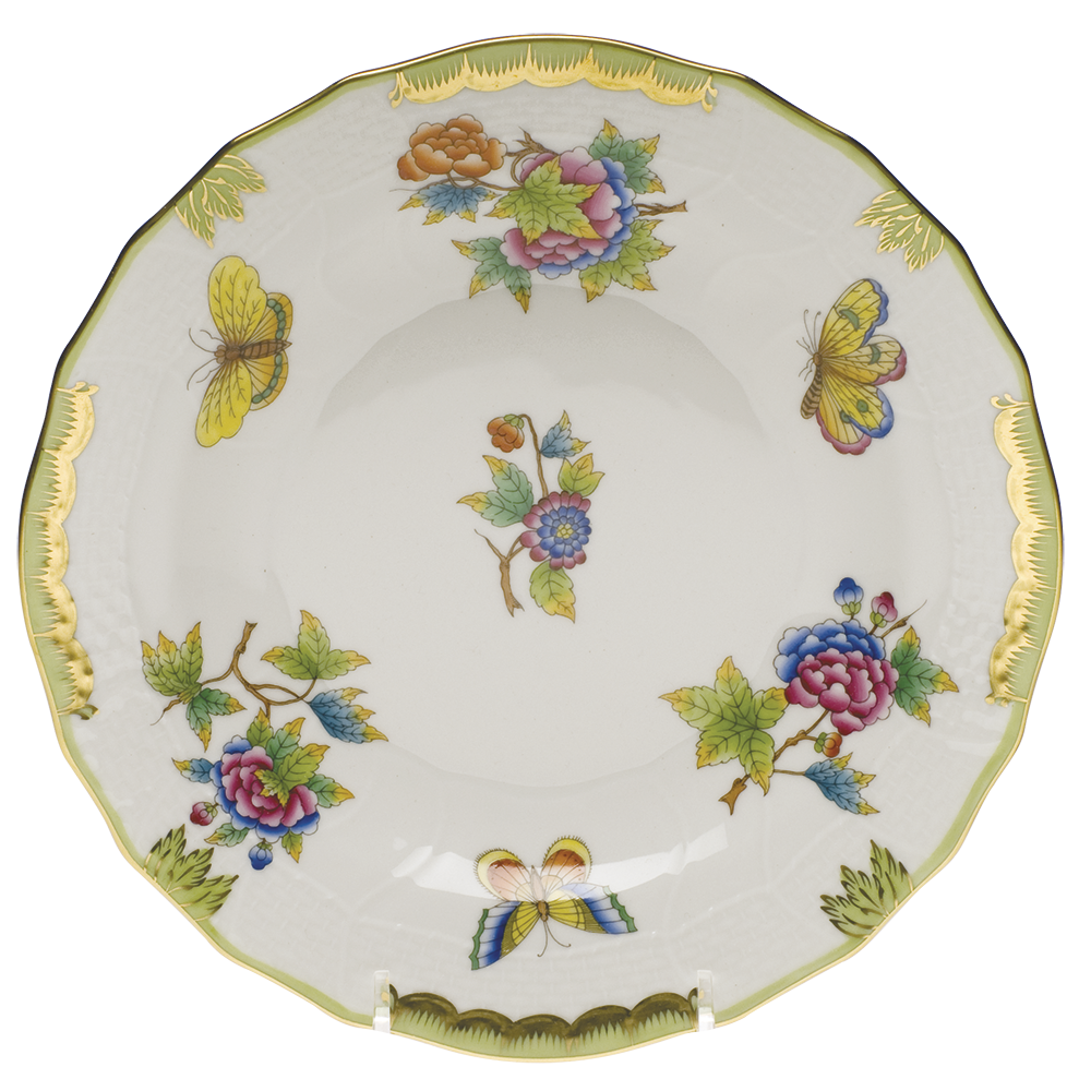 Queen Victoria Dessert Plate  - Green Border