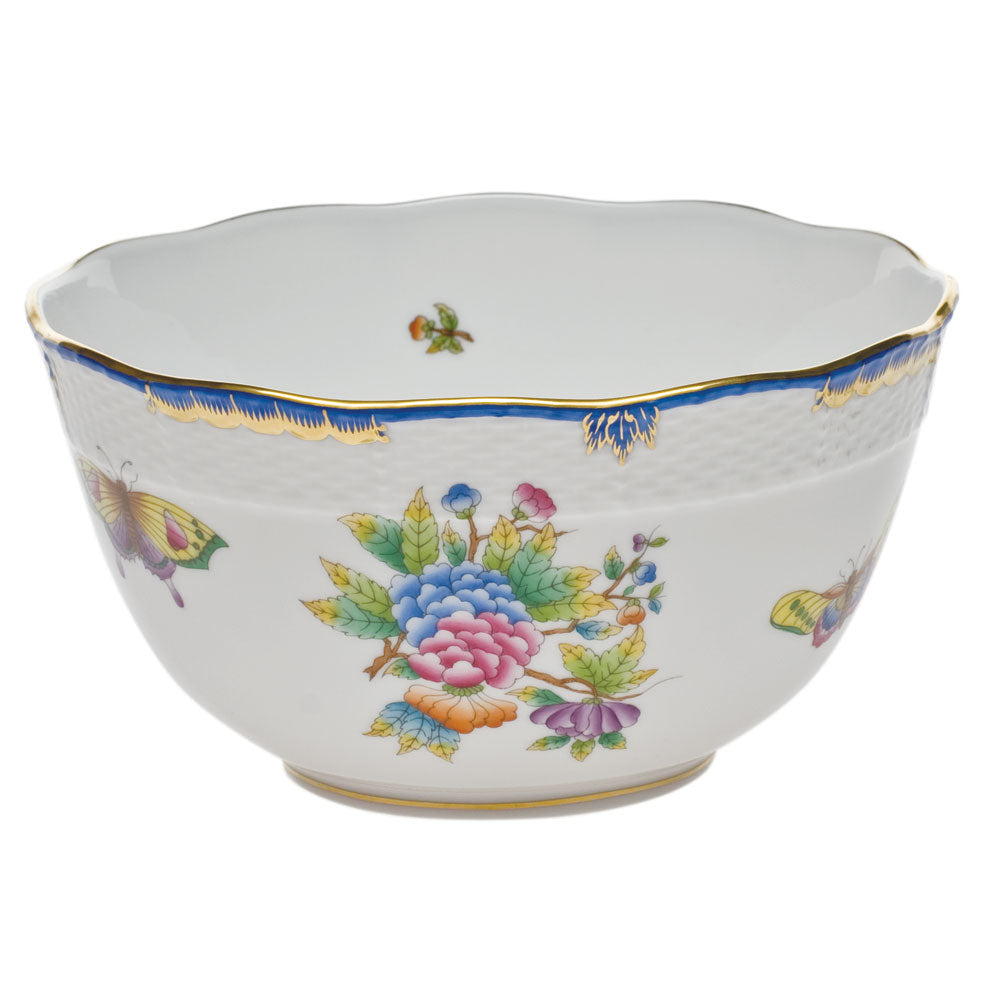 Herend Vbo Blue Border Round Bowl (3.5 Pt) 7.5"d - Blue Border