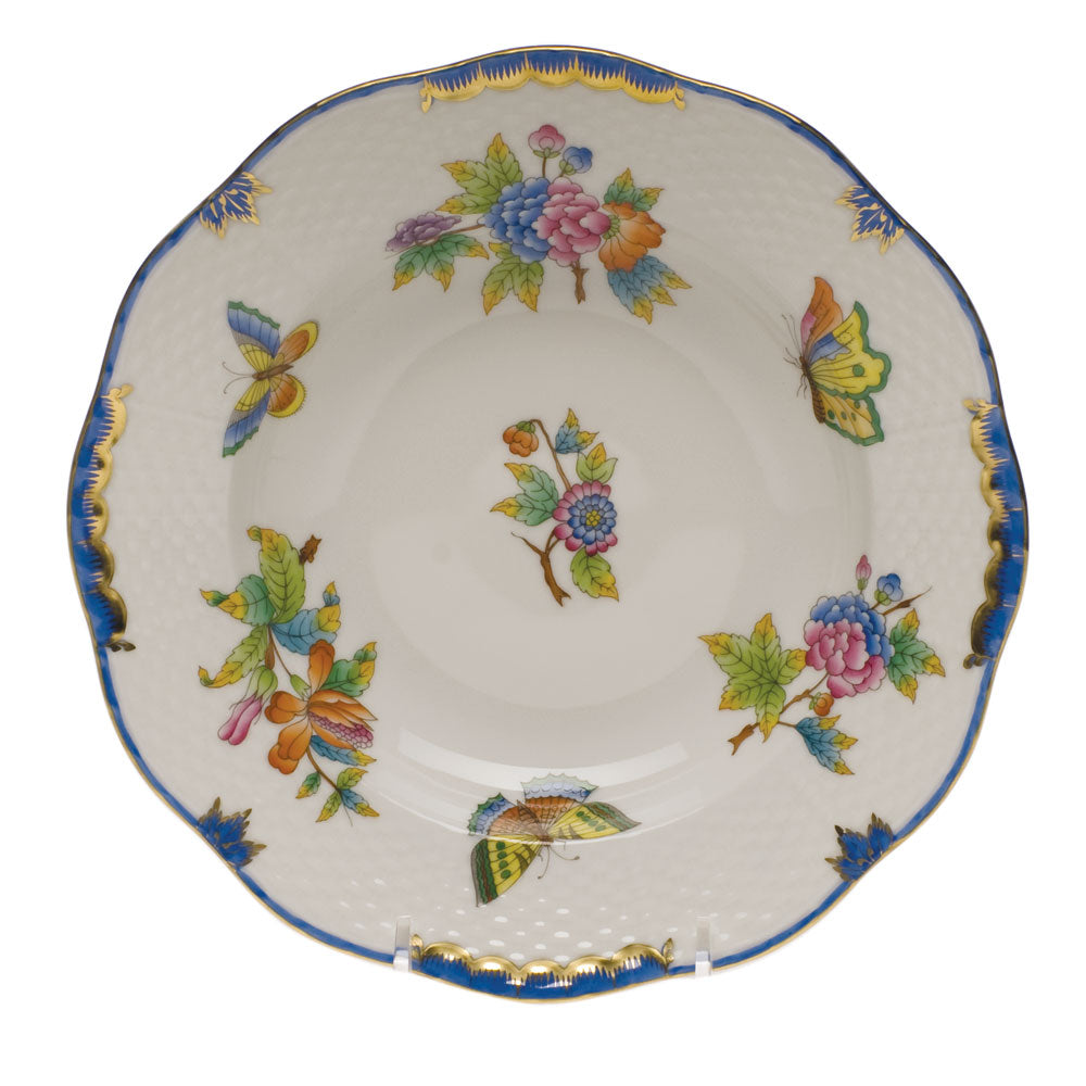 Herend Vbo Blue Border Rim Soup Plate 8"d - Blue Border