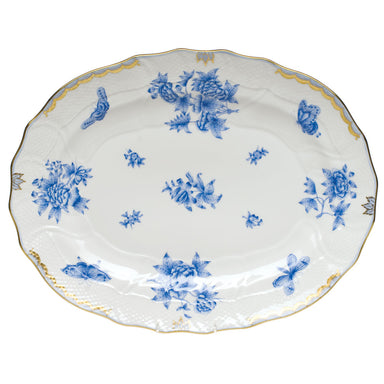 Herend Vbo Blue (fortuna Blue) Platter 17"l X 12.5"w