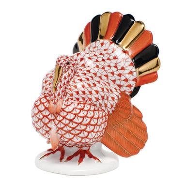 Herend Fishnet Rust Tom Turkey 2.5"l X 3.25"h