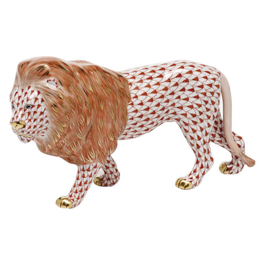 Herend Fishnet Rust Standing Lion 7.75"l X 4.5"h