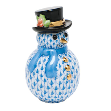 Herend Fishnet Blue Snowman 2.75"h X 1.5"d