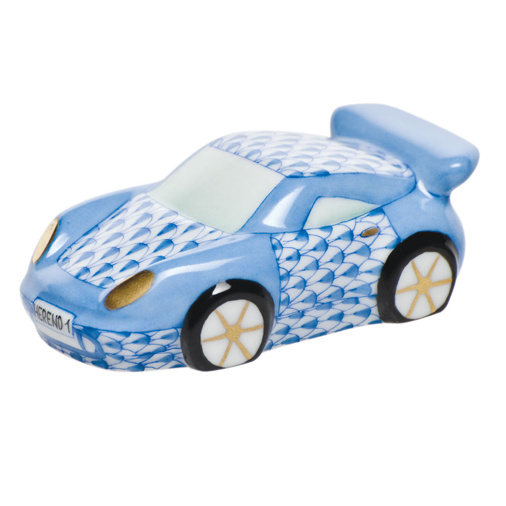 Herend Fishnet Blue Car 2.5"l X 1"h