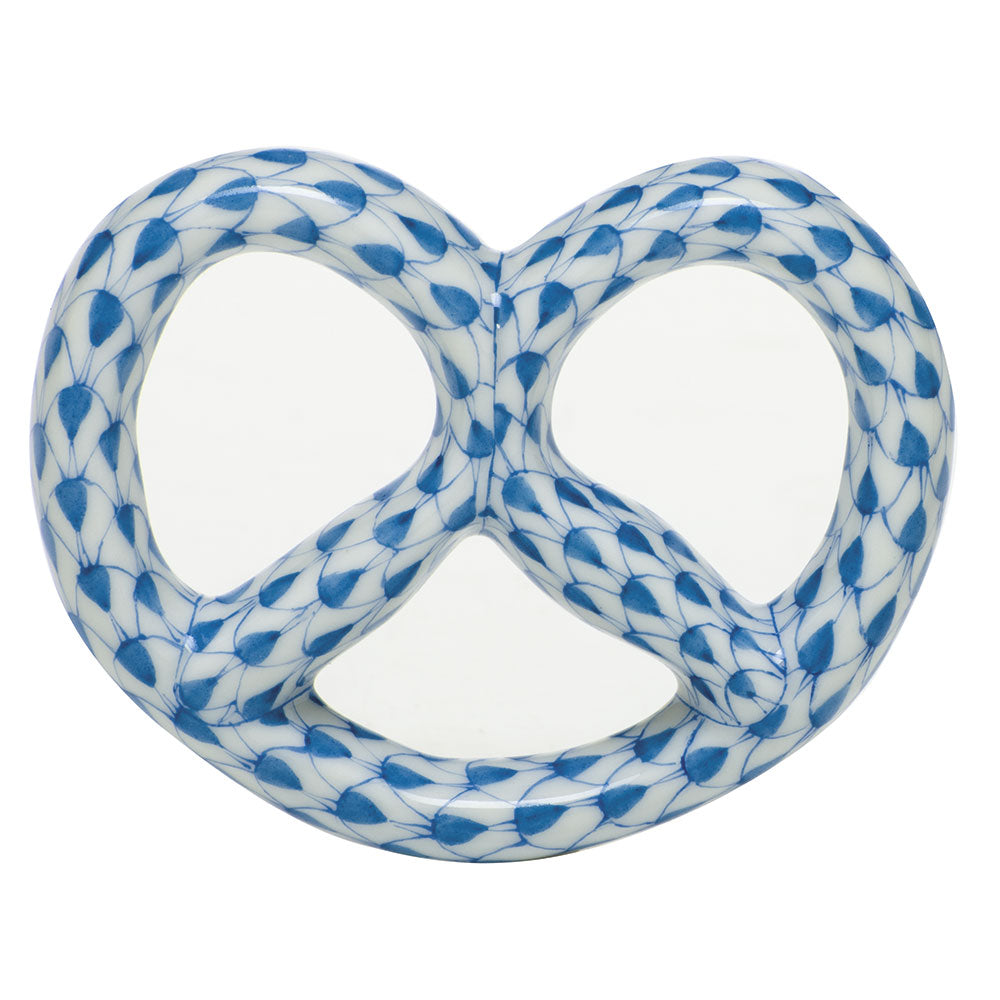 Herend Fishnet Blue Pretzel 2.25"l X 2"w