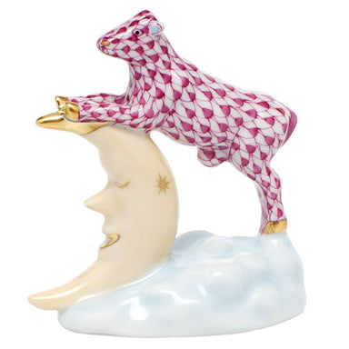 Herend Fishnet Raspberry (pink) The Cow Jumped Over The Moon 2.25"l X 2.5"h