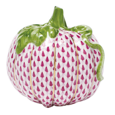 Herend Fishnet Raspberry (pink) Pumpkin 2.75"l X 2.75"h