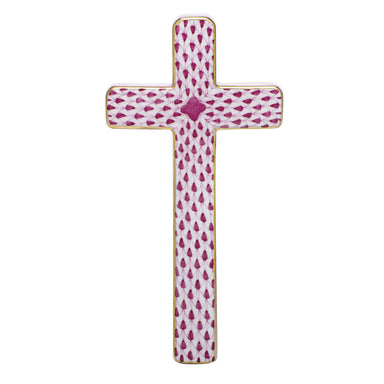 Herend Fishnet Raspberry (pink) Cross 4.75"l X 2.25"w