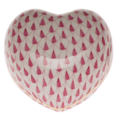 Herend Fishnet Raspberry (pink) Heart Paperweight 2.5"w