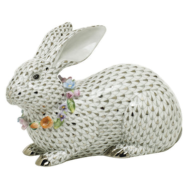 Herend Vhsp133 Gray Bunny With Garland 8.5"l X 3.25"w X 5.5"h