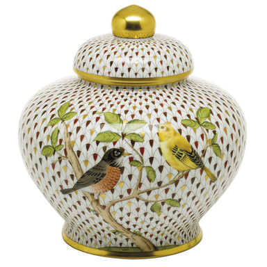 Herend Vhsp18 Songbird Ginger Jar 8.5"h X 9"d