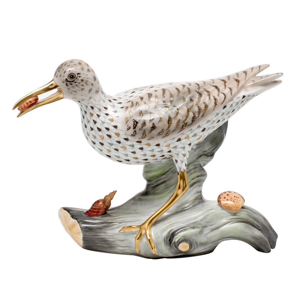 Herend Vhsp70 Spotted Sandpiper On Driftwood 9"l X 6.25"h