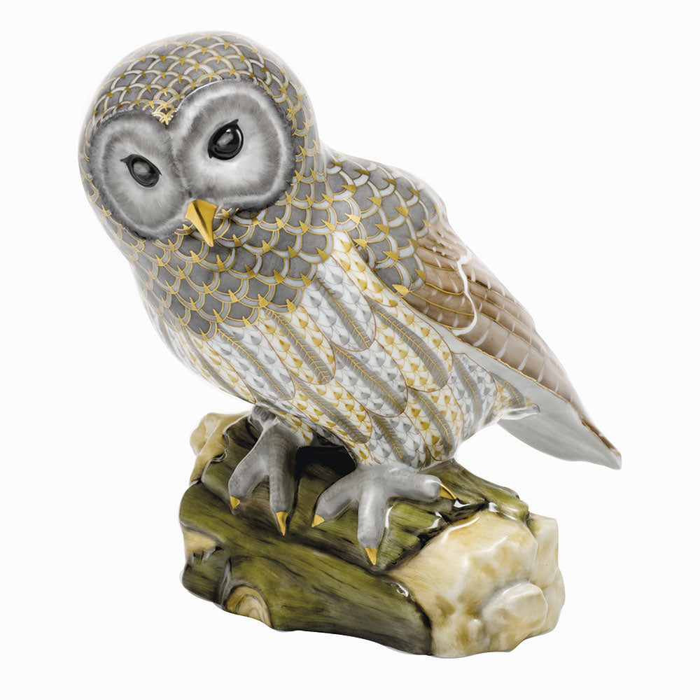 Herend Vhsp89 Gray Barred Owl 6.5"l X 6"h